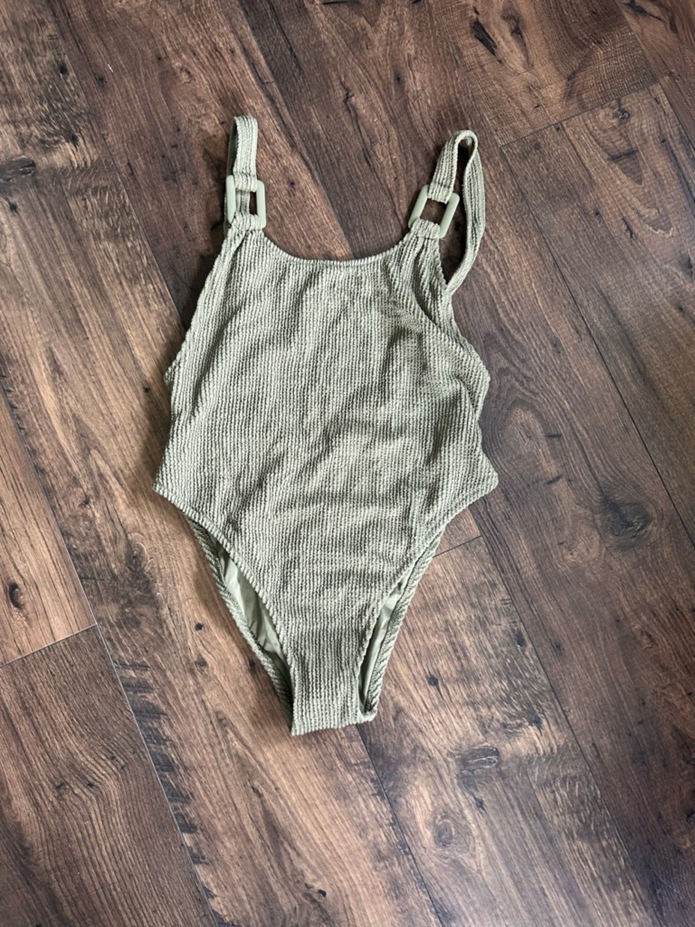 NWOT Aerie Olive Textured One-Piece Swimsuit - Picture 3 of 7